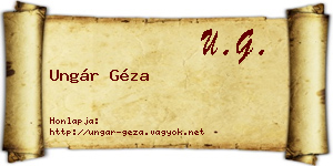 Ungár Géza névjegykártya